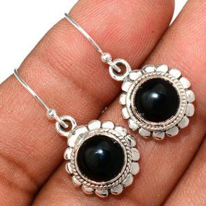 Brazilian Black Onyx Earrings Solid Sterling Silve
